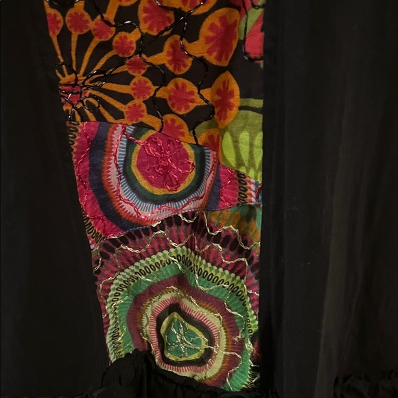 Bohemian Black Dress with Colorful Accents - Picture 4 of 10